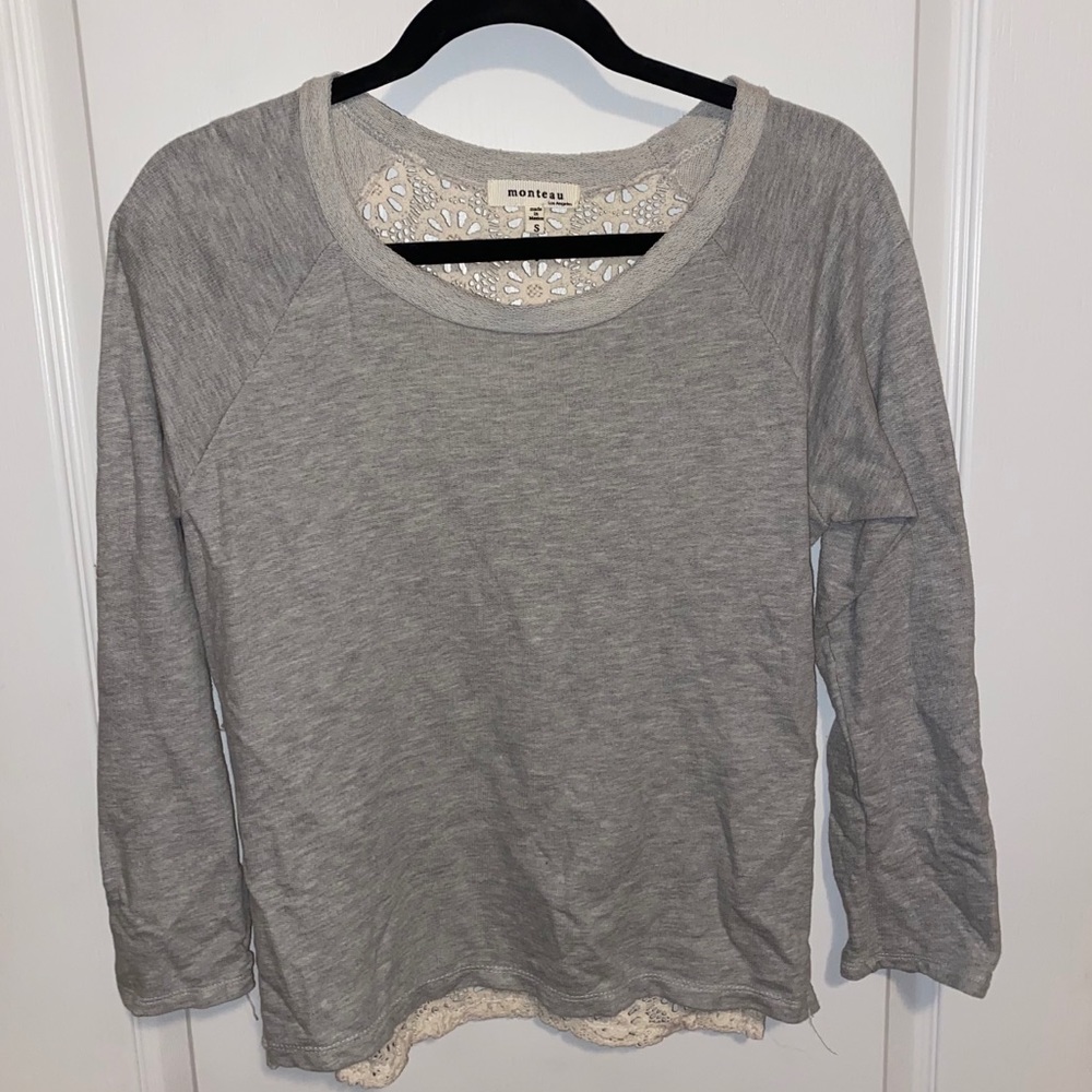 Monteau lace back sweater!